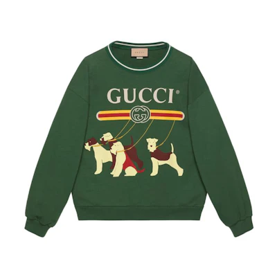 Gucci SS23 Green Logo Animal Graphic Print Crewneck Sweatshirt 715919-XJFF2-3135