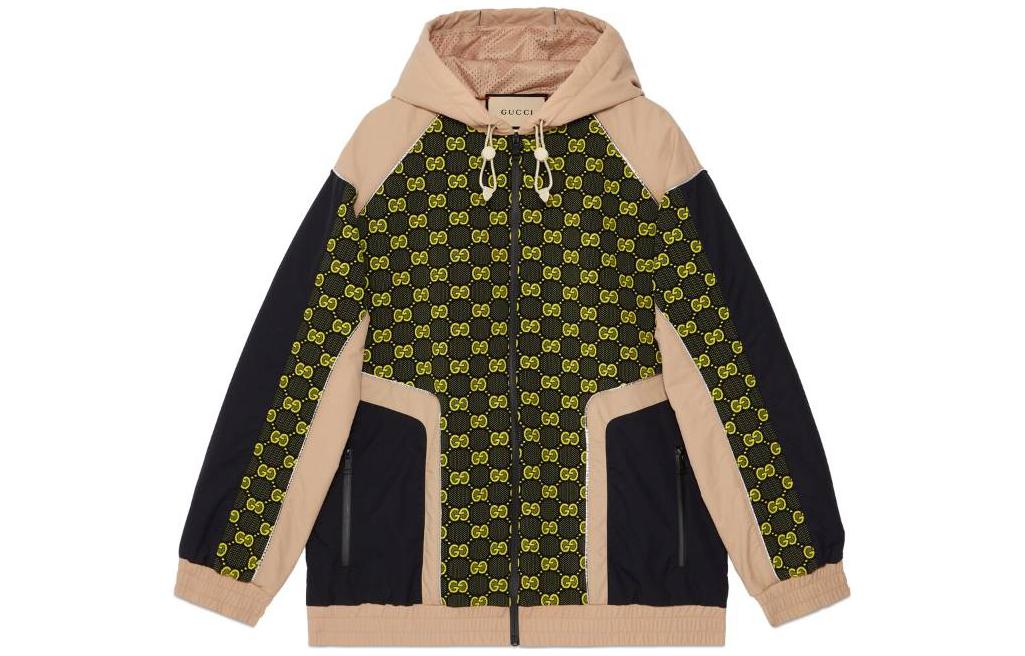 Gucci SS23 Green Monogram Print Zip-Up Hoodie Jacket for Men 752157-XJFSM-8001