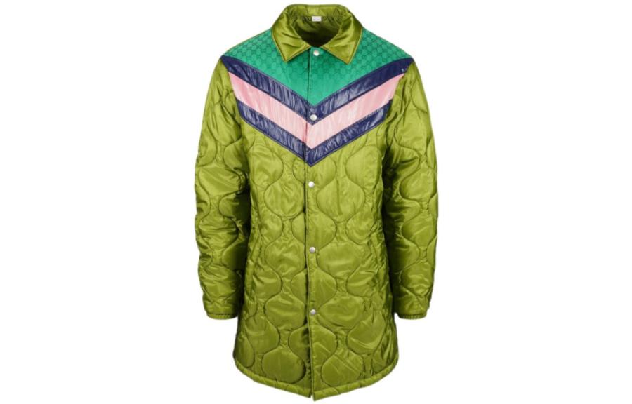 Gucci SS23 Green Quilted Jacket with Contrasting Striped Design 568545-ZABOO-3165