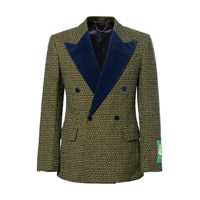 Gucci SS23 Green Tailored Wool Tweed Jacket with Bunny Patch 723806-ZALH5-1021