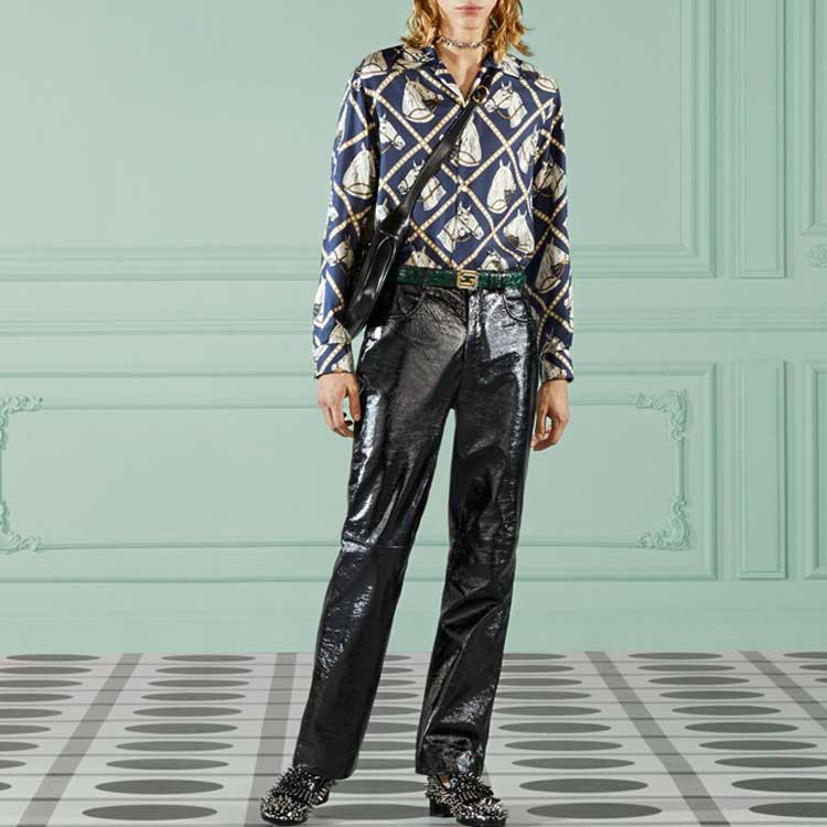 GUCCI SS23 Horse Print Single-Breasted Long-Sleeve Shirt Blue 721008-ZAK7G-4436 圖 3