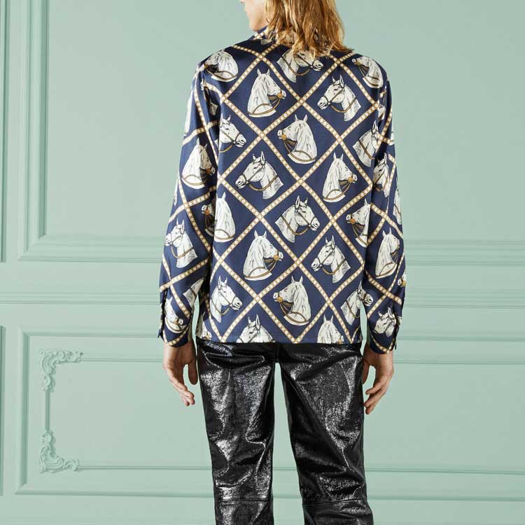 GUCCI SS23 Horse Print Single-Breasted Long-Sleeve Shirt Blue 721008-ZAK7G-4436 圖 6