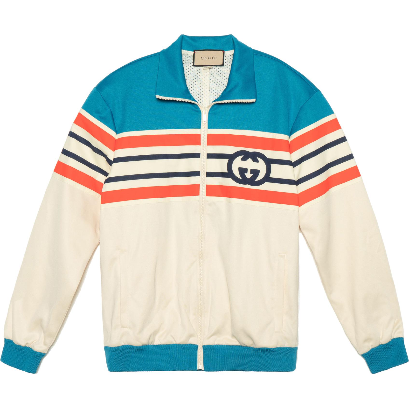 Gucci SS23 Interlocking G Stripe Zip Long Sleeve Jacket Blue 673299-XJDU1-4628