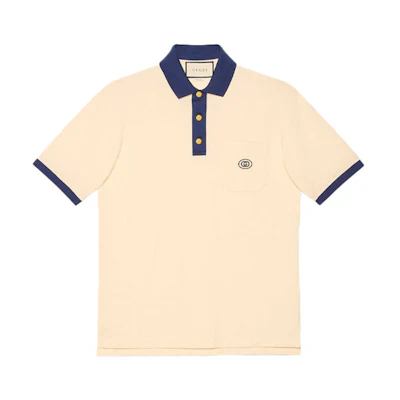 GUCCI SS23 Ivory Polo with Interlocking G Patch 625323-XJCNZ-9047