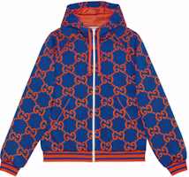 Gucci SS23 Jacquard Zip-Up Hoodie Jacket Blue Orange Men 752174-XJFS0-4102 Gucci SS23 Jacquard Zip-Up Hoodie Jacket Blue Orange Men 752174-XJFS0-4102