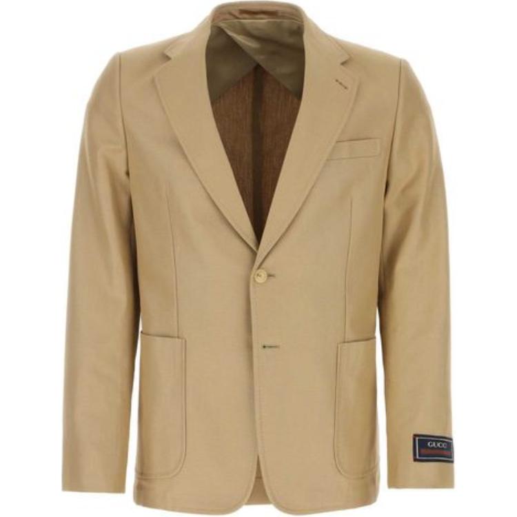 Gucci SS23 Khaki Single-Breasted Long Sleeve Blazer 727253-ZAEA2-9813