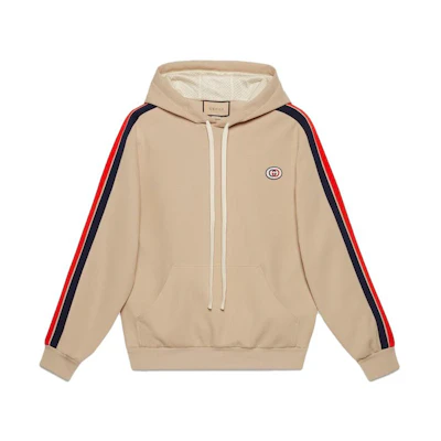 Gucci SS23 Khaki Striped Logo Print Pullover Sweatshirt 733972-XJFFB-9117