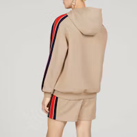 Shop Gucci SS23 Sudadera Khaki a Rayas con Logo Estampado 733972-XJFFB-9117