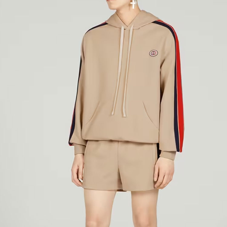 Purchase 구찌 SS23 카키 스트라이프 로고 프린트 풀오버 스웨트셔츠 733972-XJFFB-9117