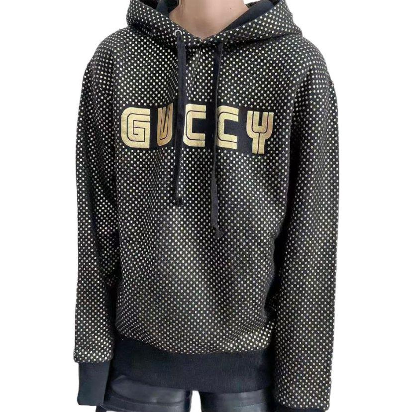 Gucci SS23 Letter Polka Dot Print Hoodie Unisex Black 475374-X3N43-1815 圖 3