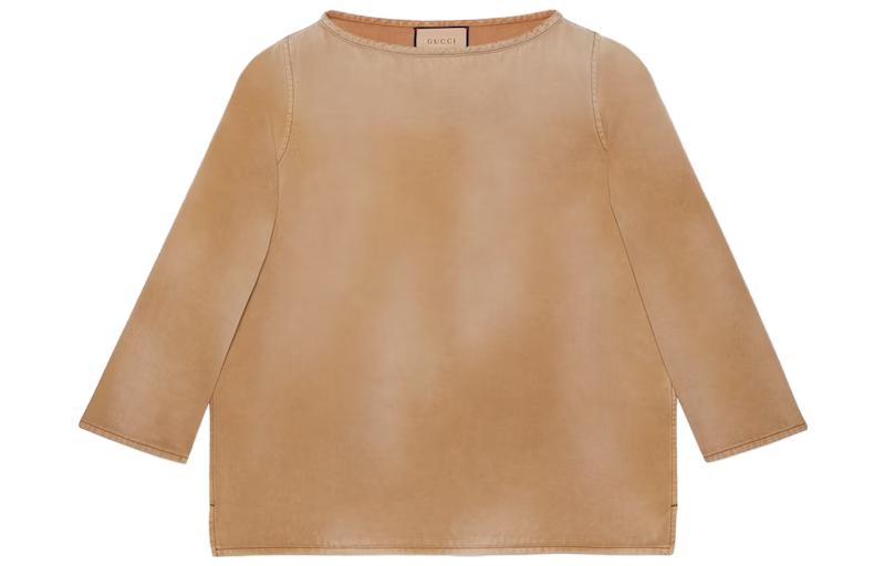 Gucci SS23 Light Brown Embroidered Crewneck Sweatshirt 758157-XDCOC-2422