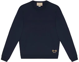 Gucci SS23 Logo Embroidered Knit Sweater Navy Blue 730974-XKCOR-4011 Gucci SS23 Logo Embroidered Knit Sweater Navy Blue 730974-XKCOR-4011