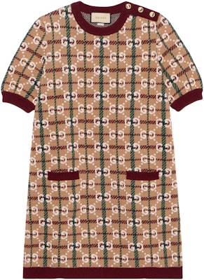 GUCCI SS23 Logo Jacquard Gaun Lengan Pendek Corak Coklat Kotak-Kotak 731587-XKC1H-2293 Buy GUCCI SS23 Logo Jacquard Gaun Lengan Pendek Corak Coklat Kotak-Kotak 731587-XKC1H-2293