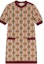 Order GUCCI SS23 Logo Jacquard Gaun Lengan Pendek Corak Coklat Kotak-Kotak 731587-XKC1H-2293