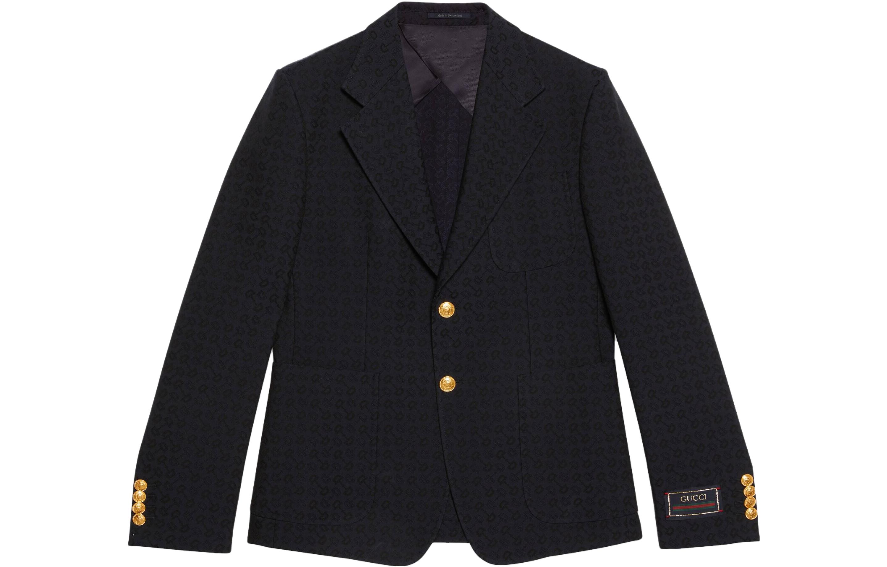 Gucci SS23 Logo Letter Micro Logo Blazer Dark Blue 722467-ZAKIU-4440