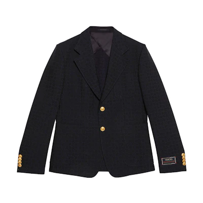 Gucci SS23 Logo Letter Micro Logo Blazer Dark Blue 722467-ZAKIU-4440