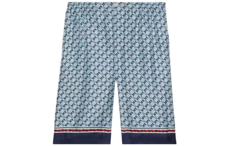 Gucci SS23 Logo Print Colorblock Shorts Blue 672698-ZAMZY-4589
