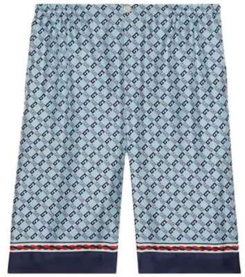 Gucci SS23 徽標印花拼接短褲 藍色 672698-ZAMZY-4589 Buy Gucci SS23 徽標印花拼接短褲 藍色 672698-ZAMZY-4589