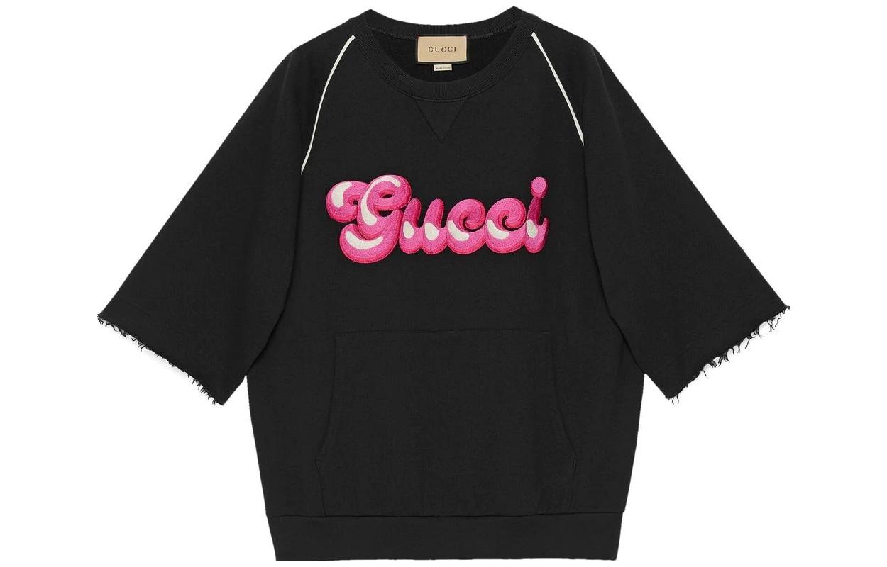 Gucci SS23 Logo Print Raglan Short Sleeve T-Shirt Black 734721-XJFBH-1043