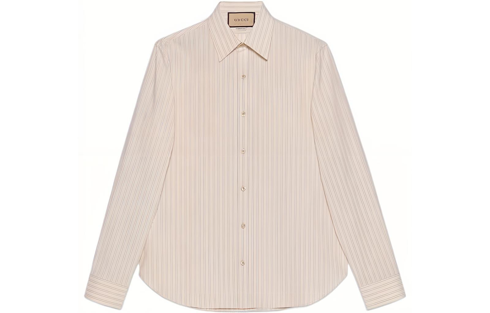Gucci SS23 Men’s Pink Striped Button-Up Sun Protection Shirt 714693-ZAEC1-9863