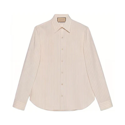 Gucci SS23 Men’s Pink Striped Button-Up Sun Protection Shirt 714693-ZAEC1-9863