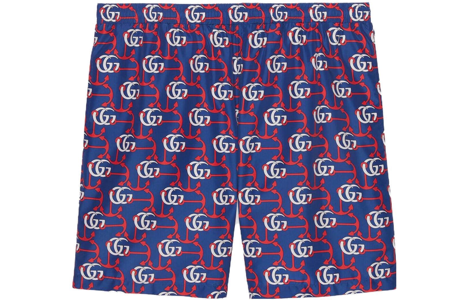 Gucci SS23 Mid-Rise Monogram Straight-Leg Shorts Blue 748569-XHAIC-4692