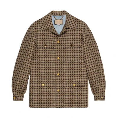 Gucci SS23 Monogram Print Single-Breasted Jacket Brown () 742801-ZAM7E-2118