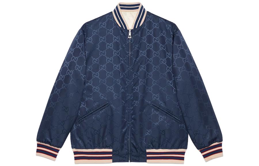 Gucci SS23 Monogram Zip-Up Jacket Blue 739810-ZANZ7-4348