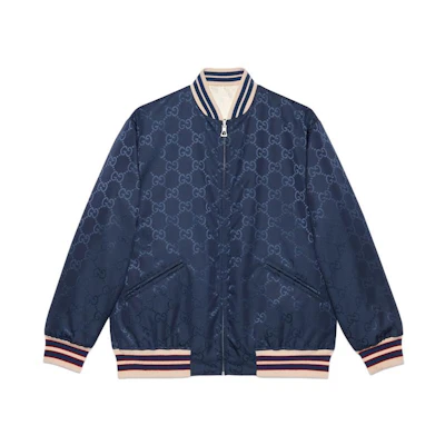 Gucci SS23 Monogram Zip-Up Jacket Blue 739810-ZANZ7-4348