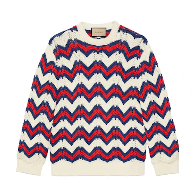 Gucci SS23 Multi-Color Striped Knit Crewneck Long Sleeve for Men 739960-XKC9Q-9189