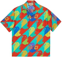 Gucci SS23 Multicolor Bunny Print Silk Short Sleeve Sun Protection Shirt 723823-ZAL0S-4886 Gucci SS23 Multicolor Bunny Print Silk Short Sleeve Sun Protection Shirt 723823-ZAL0S-4886