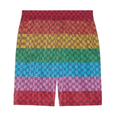 Gucci SS23 Multicolor Logo Print Straight Casual Shorts 660291-XHAD5-4206