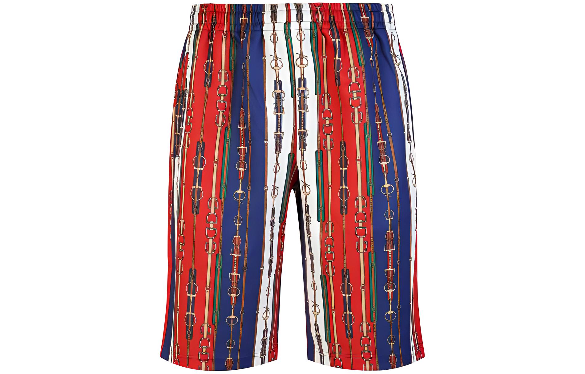 Gucci SS23 Multicolor Striped Chain Print Elastic Waist Shorts Men 575742-XJBA9-6397