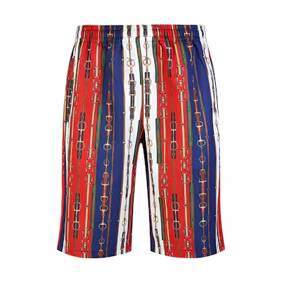 Gucci SS23 Multicolor Striped Chain Print Elastic Waist Shorts Men 575742-XJBA9-6397