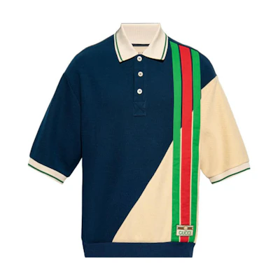 GUCCI SS23 Multicolor Striped Short Sleeve Polo Shirt for Men. 752280-XJFS2-4384