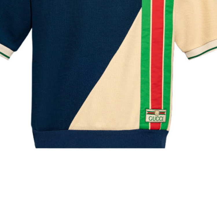 Shop GUCCI SS23 Polo de Hombre Multicolor a Rayas de Manga Corta. 752280-XJFS2-4384