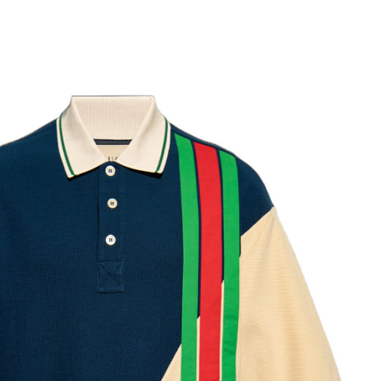 Sizing GUCCI SS23 Polo de Hombre Multicolor a Rayas de Manga Corta. 752280-XJFS2-4384