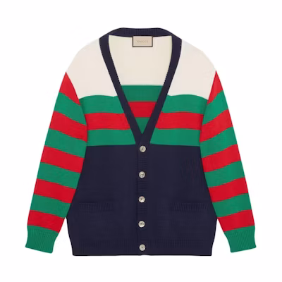 Gucci SS23 Multicolor Striped V-Neck Knit Cardigan for Men 740641-XKC4G-4759