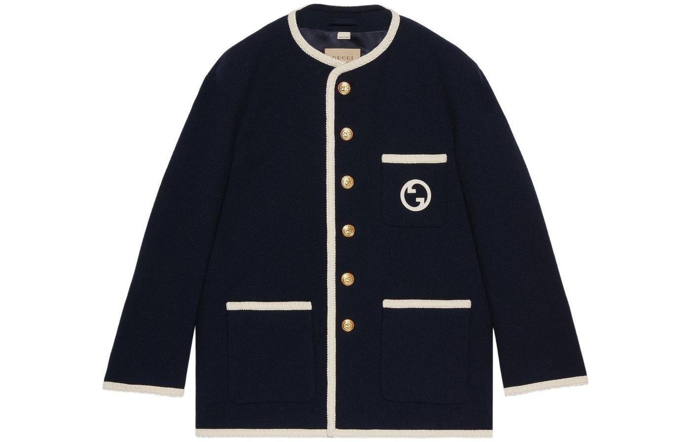 Gucci SS23 Navy Double G Embroidered Long Sleeve Jacket 741095-ZAM2H-4613