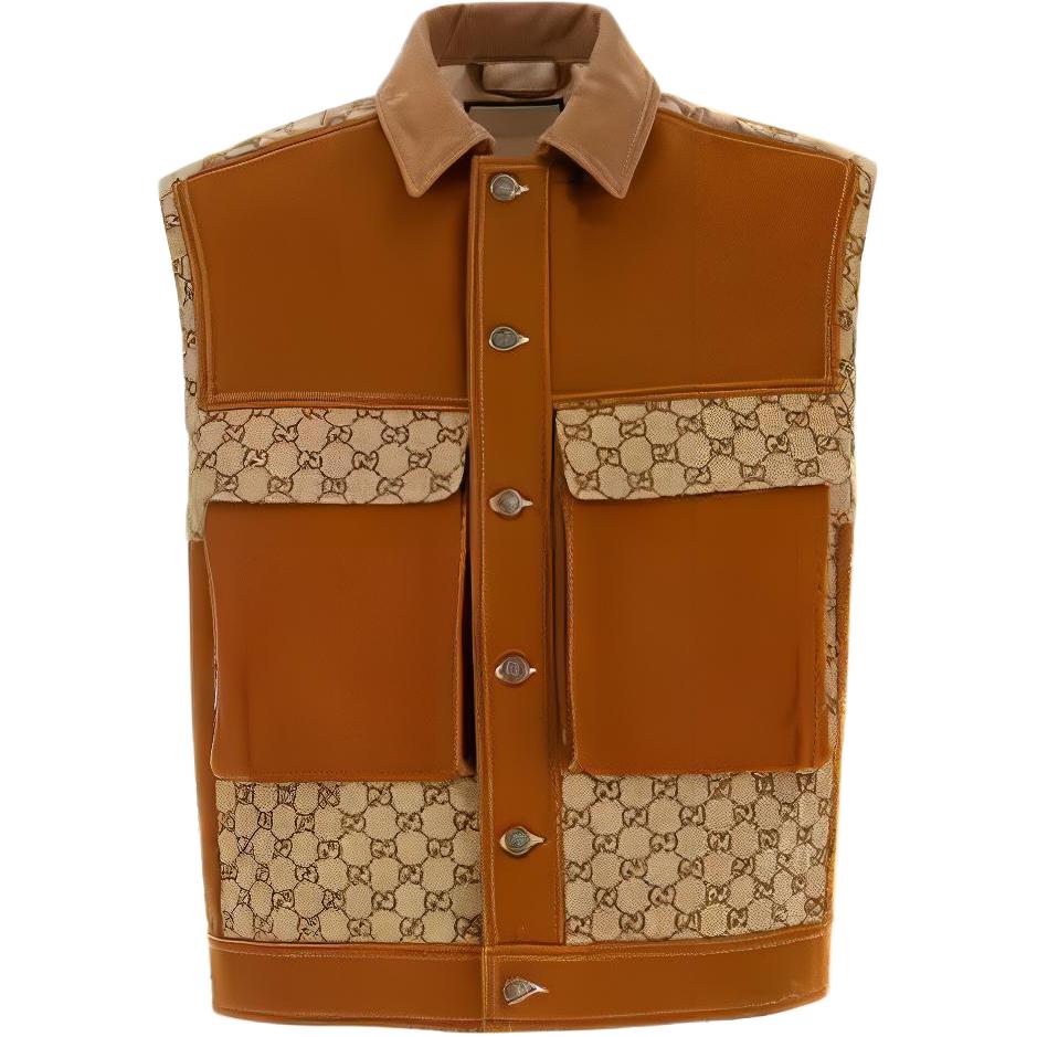GUCCI SS23 Patchwork Square Neck Sleeveless Jacket for Men 729908-XDCEY-2002