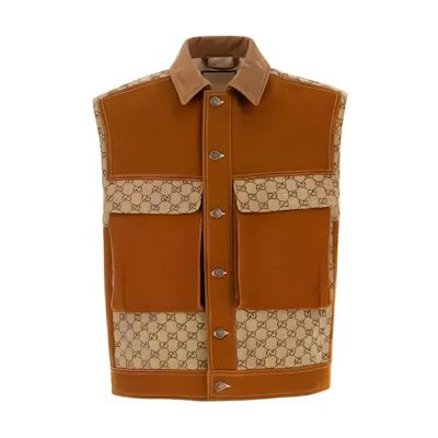 GUCCI SS23 Patchwork Square Neck Sleeveless Jacket for Men 729908-XDCEY-2002