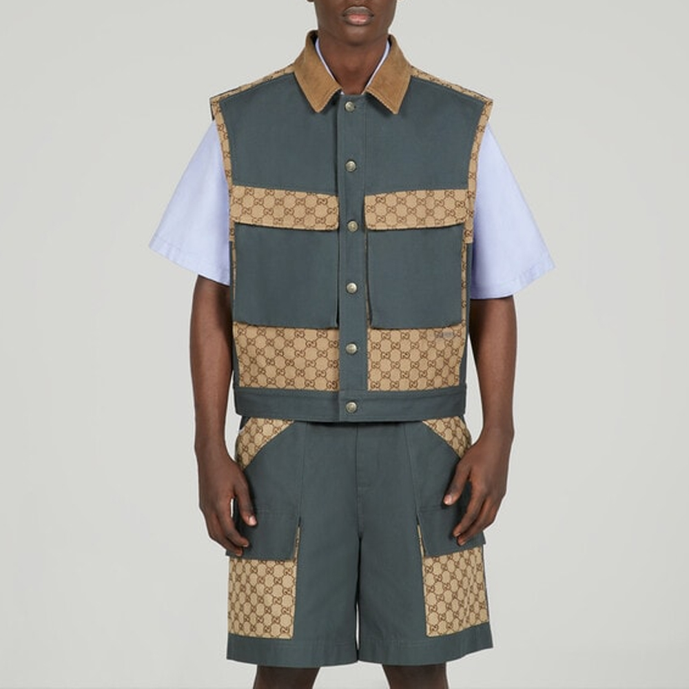 GUCCI SS23 Patchwork Square Neck Sleeveless Jacket for Men 729908-XDCEY-2002 圖 8