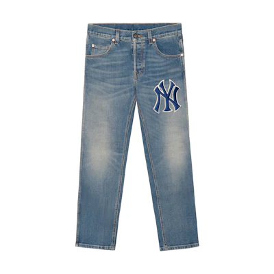 Gucci SS23 Pattern Patch Straight Jeans Blue for Men 408637-XRC83-4271