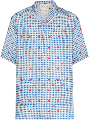 Gucci SS23 圖案印花單排扣短袖襯衫 淺藍色 男款 636406-ZAFEM-4428 Buy Gucci SS23 圖案印花單排扣短袖襯衫 淺藍色 男款 636406-ZAFEM-4428