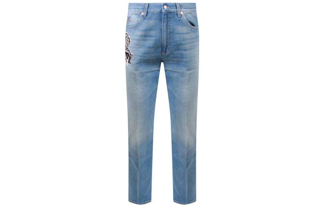 Gucci SS23 Patterned High-Waisted Straight Jeans Men Blue 623953-XDB4Z-4452