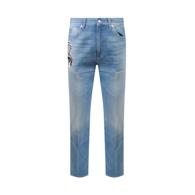 Gucci SS23 Patterned High-Waisted Straight Jeans Men Blue 623953-XDB4Z-4452