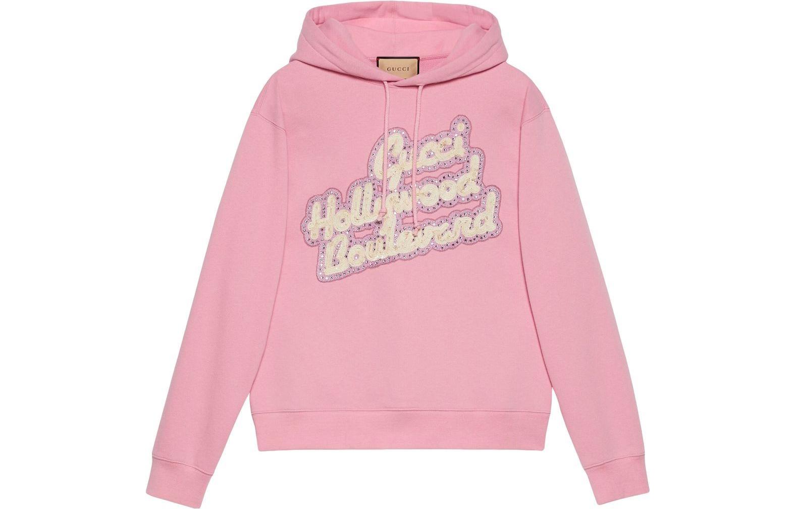 Gucci SS23 Pink Letter Print Hoodie Casual Long Sleeve Sweatshirt 646953-XJEMY-5358