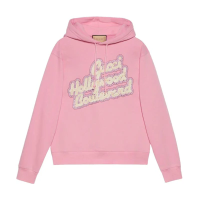 Gucci SS23 Pink Letter Print Hoodie Casual Long Sleeve Sweatshirt 646953-XJEMY-5358