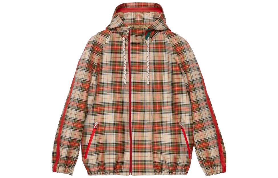 Gucci SS23 Plaid Print Hooded Jacket Brown for Men 727347-ZAKLU-6208