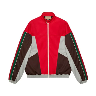 Gucci SS23 Red Colorblock Zip-Up Loose-Fit Jacket 737356-XJFE9-6429